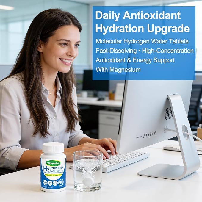 Molecular Hydrogen Water Tablets for Drinking Water – H2 Molecular Hydrogen Fast Dissolving,Antioxidant Water Enhancer, Daily Wellness Support, 90 Count