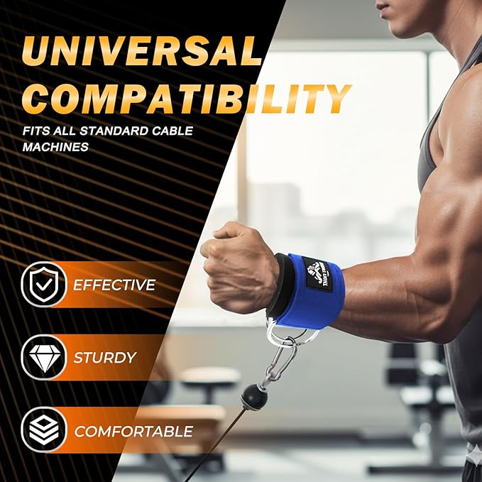 Wrist Cuffs with Dual D-Rings – Secure & Comfortable Support for Cable Machine Workouts, Lateral Raises, Arm Strength Training, and Triceps Exercises