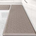 Kitchen Mat [2 PCS] Cushioned Anti-Fatigue Floor Mat Water Resistant Non-Skid Kitchen Mats and Rugs Ergonomic Comfort Foam Kitchen Rugs Standing Mat for Floor Office Sink (Khaki,20"x30"+20"x60")