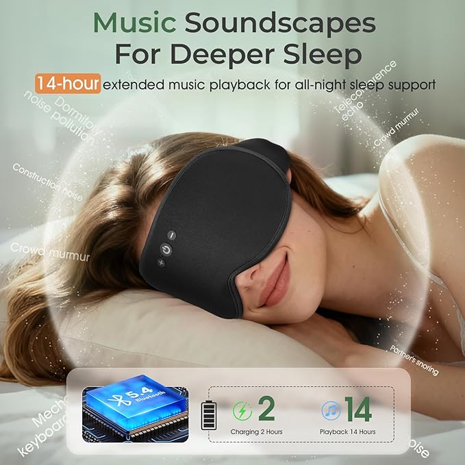 2 in 1 Smart Bluetooth Bamboo Cotton Sleep Mask Headphones, 3D Weighted Compress Cooling Gel Eye Mask 100% Blackout Sleep Mask Zero Eye Pressure|Warm&Cooling mask Hot Cold Therapy Sleep Headphones