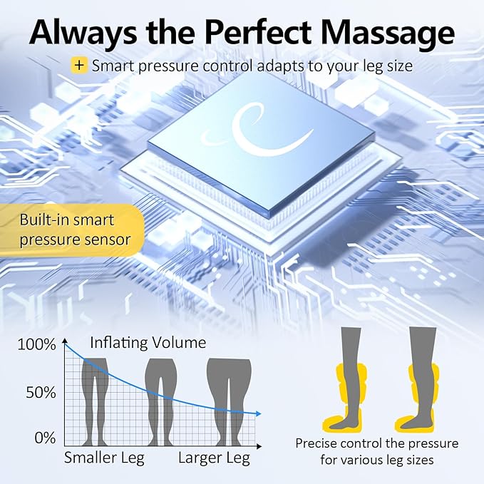 Comfytemp Cordless Air Compression Leg Massager for Circulation and Pain Relief FSA, Portable Foot and Calf Compression Boot for Swelling, HSA Eligible, Ideal for Mom Dad (1 Pack, Fits Calf 13"~19")