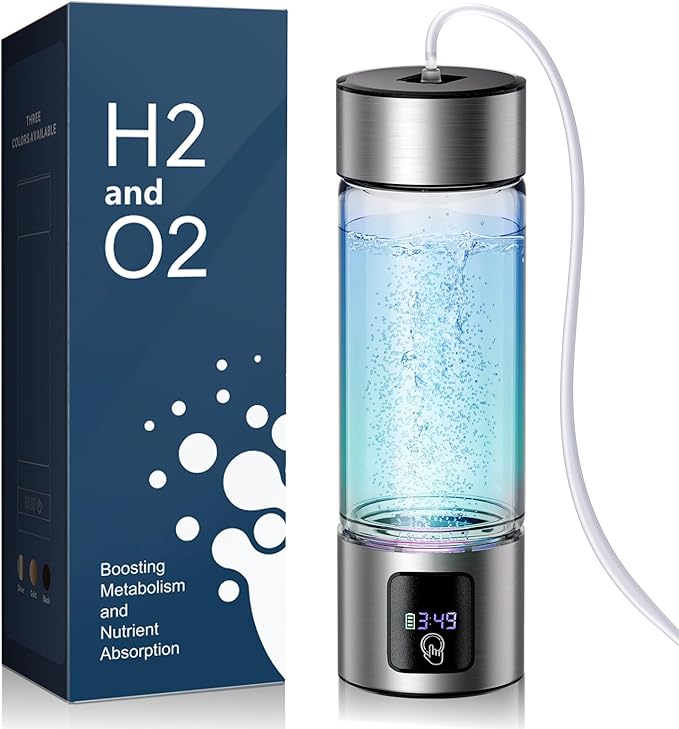Upgrade 3-in-1 Hydrogen Water Bottle with Display - Industry TOP - 24-Hour Hydrogen Lock | 0 Chlorine & 0 Ozone | 100% Leak-Proof Seal, Hydrogen Water Bottle Generator with Hydrogen Straw