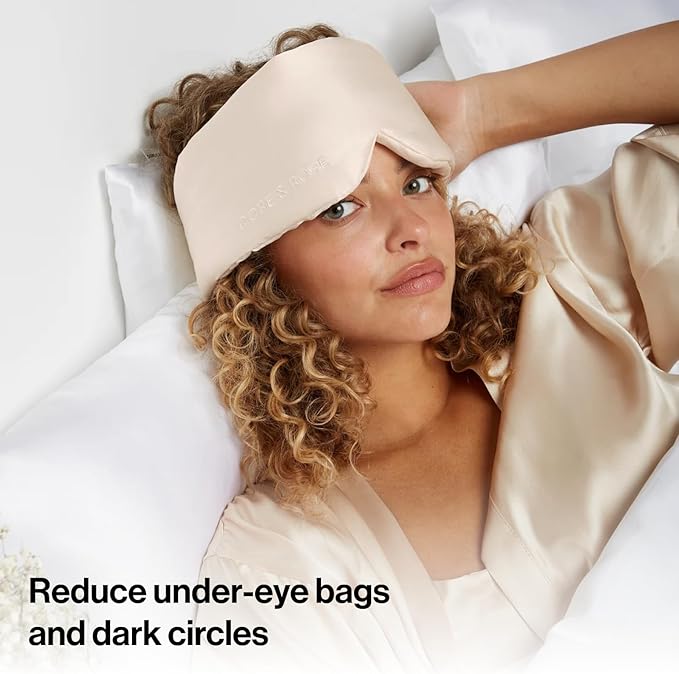 Dore & Rose Deep Sleep Mask Light Blocking, 23 Momme Mulberry Silk Eye Mask, Ultra Soft, Adjustable - Travel Sleeping Mask for Men & Women (Champagne)
