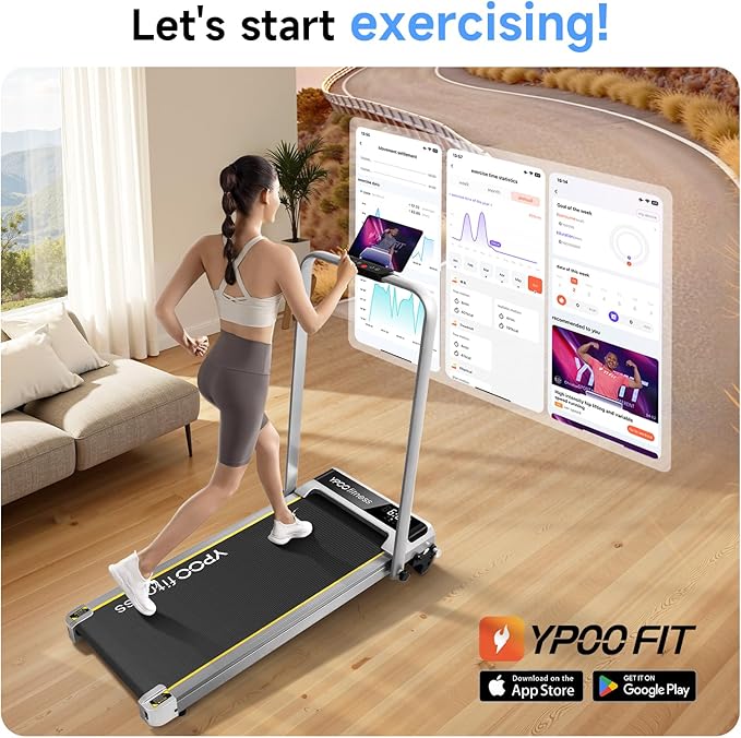 Walking Pad with Handles, Walking Pad Treadmill with Incline, 3 in 1 Foldable Treadmills for Home Office, Portable Under Desk Compact Design