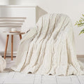Wemore Weighted Blanket for Adults Twin Size 15 lbs, Dual Sided Soft Fuzzy Jacquard Sherpa Weighted Blankets for Sleeping, Cozy Fluffy Knitted Heavy Blanket for Couch Bed, Cream White, 60 x 80 inches