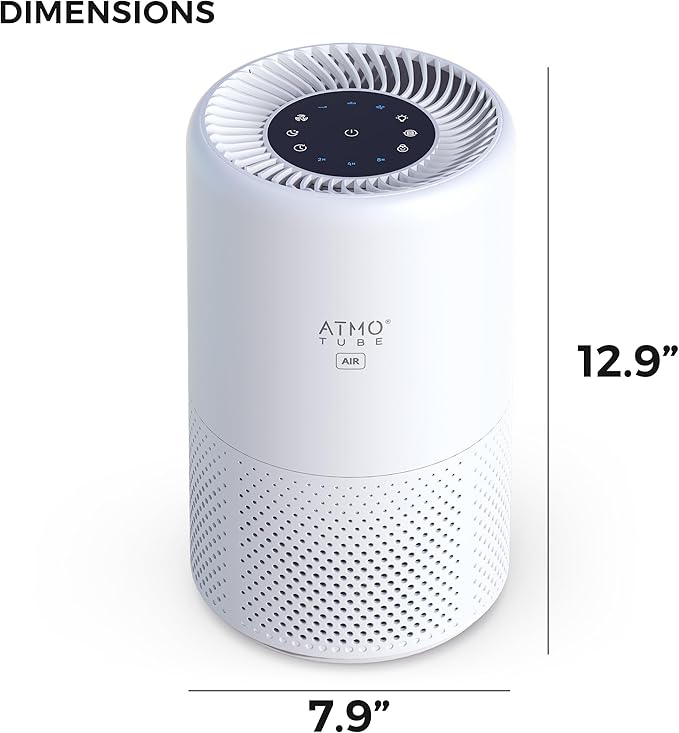 Atmotube AIR HEPA Air Purifier for Home – True H13 HEPA Filter for Small Rooms up to 172 sq.ft – 3-Stage Filtration for Smoke, Dust, Pets & Pollen – Ultra-Quiet Sleep Mode (28dB) & Night Light