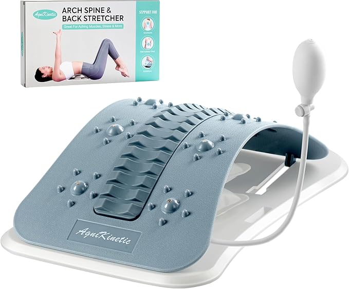 Back Stretcher for Lower Back Pain Relief, Inflatable Regulated Lumbar Support Board, Ergonomic Back Cracker with Acupressure Points, Back Massager for Spinal Decompression and Scoliosis
