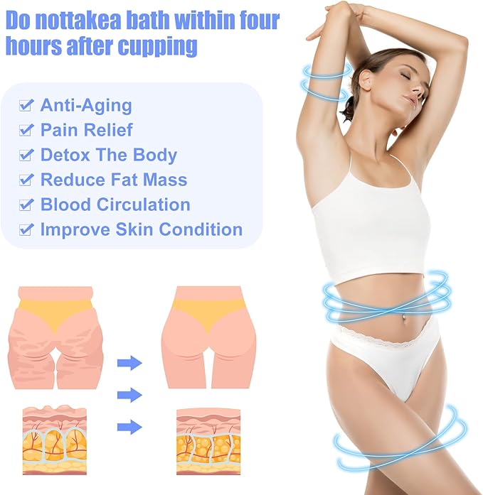 Silicone Cups for Cupping Therapy Included 4 Pcs Cups and 1 Pc Bag,Cupping Kit for Massage Therapy,Cellulite Reduction Vacuum Cup(Blue)