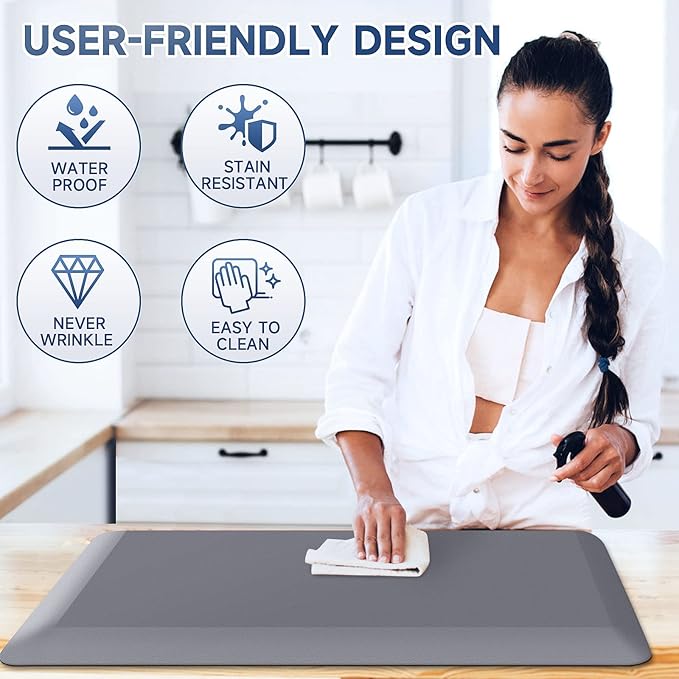4/5 Inch Thick Kitchen Mats for Floor, StepRite Kitchen Rug for Standing Desk, Non-Slip, Thicker, Stain & Water Resistant, Comfort Anti Fatigue Floor Mat for Home, Kitchen, Office - Grey,54 * 22''