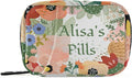 Custom Pill Box 7 Day Pill Case Bag Cactus Flowers Personalized Name Travel Pill Organizer Bag with Zipper Portable Weekly Case Compact Size for Vitamin Supplement Holder