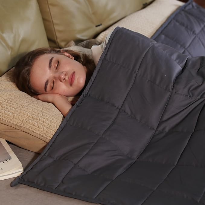 ZonLi Cooling Weighted Blanket (60"x80", 15lbs, Grey) Queen Size Bamboo-Derived Rayon Weighted Blanket for Adults, High Breathability Heavy Blanket, Soft Material with Premium Glass Beads