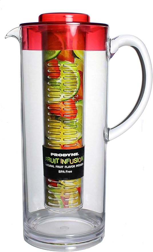 Prodyne Trim Fruit Infusion Pitcher, 60 oz, Red