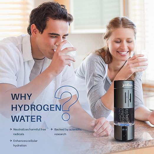 Hydrogenated Water Bottle Generator Glass & Stainless Steel 4500 PPB | SPE & PEM Water Ionizer | Portable Rechargeable Hydrogen Water Bottle for Healthy Hydration