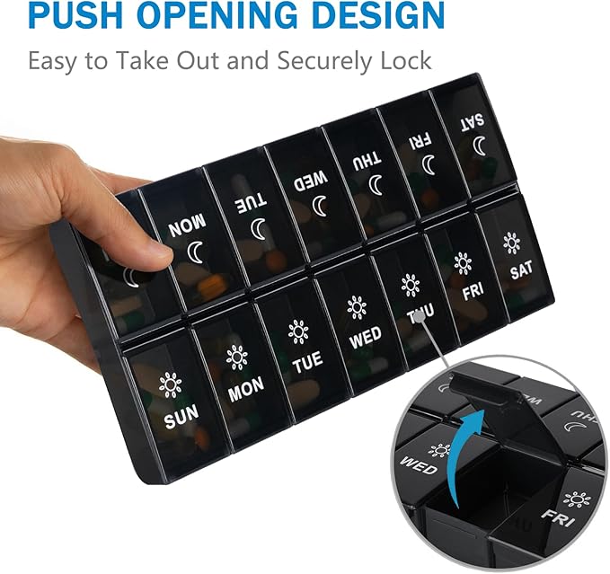 mossime Extra Large Weekly Pill Organizer 2 Times a Day, 7 Day AM PM Pill Box with XL Capacity Compartments, Jumbo Vitamins Holder Case and Medicine Organizer for Supplements and Daily Medication