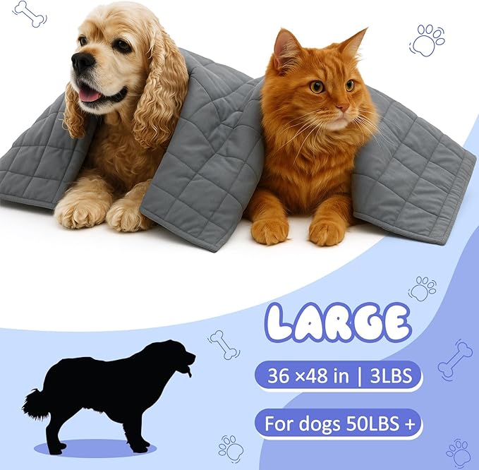 Geiserailie 36" x 48" Weighted Blanket for Dogs Pets, Weighted Dog Blanket Soft Washable Calming Blankets for Medium Large Dogs with Anxiety Use in Car, Bed Couch Gift for Dog Owners Lovers