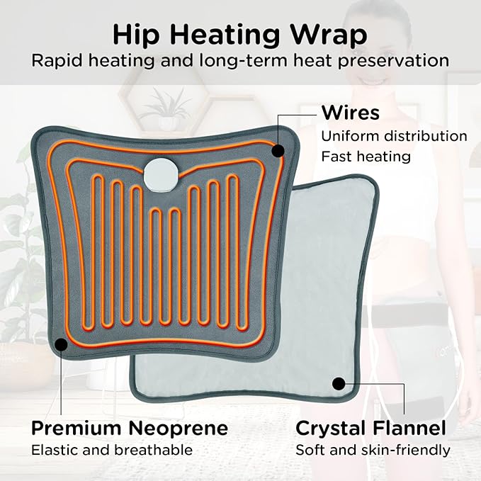 Comfytemp Hip Heating Pad, HSA Store Eligible Items，Birthday Christmas Gift for Mom Women Wife Men Dad, FSA Eligible Hip Brace for Lower Back Thigh Buttock Electric HSA Heat Pad Hot Relax (L/XL)