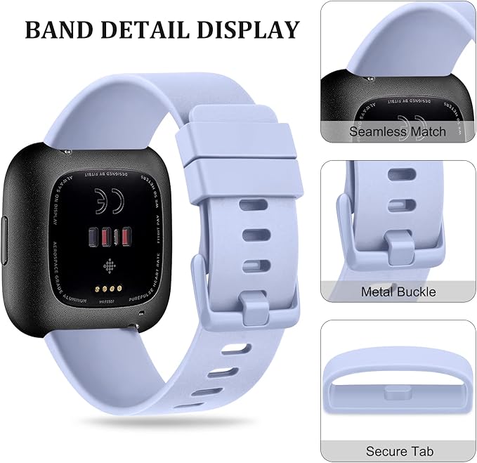 Mugust Sport Bands Compatible with Fitbit Versa 2 / Fitbit Versa/Versa Lite/Versa SE, Classic Soft Silicone Replacement Wristbands Straps for Fitbit Versa 2 Smart Watch Women Men (Large,Sky Blue)