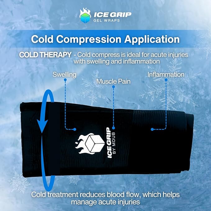 Black Ice Pack Wrap, Hot & Cold Therapy (Small) - Multi-Use Reusable Ice Pack Sleeve for Pain Relief for Knee, Elbow, Hamstring, Shin, Forearm, Ankle