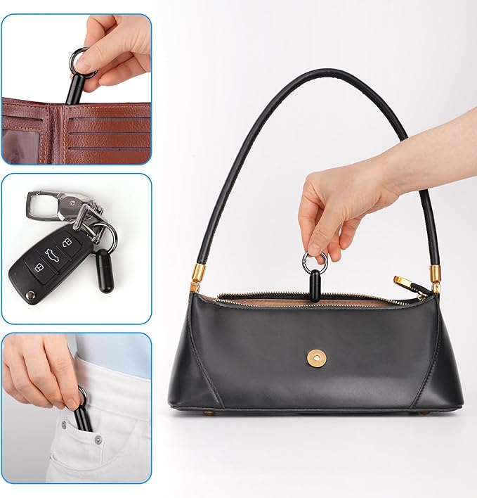 Micro Keychain Pill Holder Titanium Waterproof Mini Pill Container for Emergency Medicine，Travel Purse Pocket (Black)
