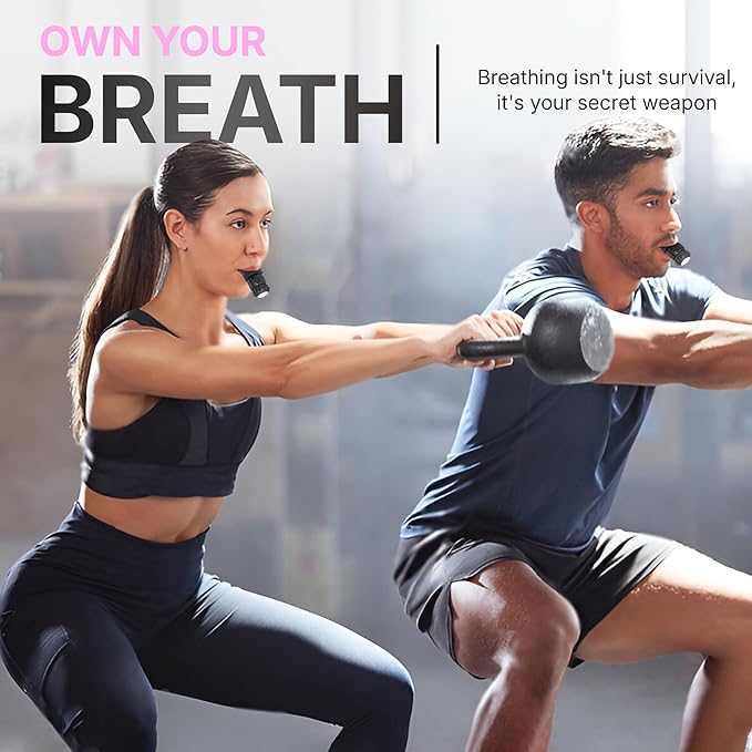 Portable Compact Lung Trainer Exercise Device with High Grade Silicone, Breathing Exercise Device for Lungs, Portable Muscle Trainer, Easy to Clean, Neck Strap Included, (Pink-1)