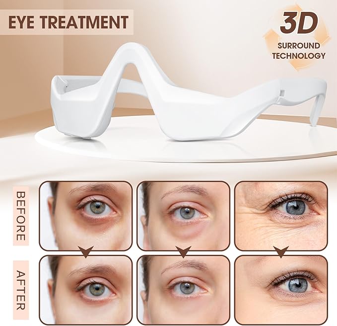 Under Eye Red Light Therapy Massager Glasses, Eye Massager with 2 Modes,Eye Massager for Eye Bags Dark Circles Puffiness Wrinkles Fine Lines