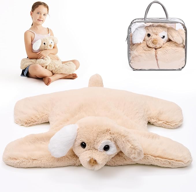L'AGRATY Weighted Lap Pad for Kids 5 lbs, Sensory Needs Weighted Stuffed Animals Lap Blanket Soft Plush Hugging Sensory for Kids Teen Adults Removable Washable Cover