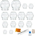 14PCS Glass Cupping Therapy Set Professional Chinese Traditional Acupoint Massage Cups for Cupping Therapy Treatment Thick Glass Cupping Set for Body