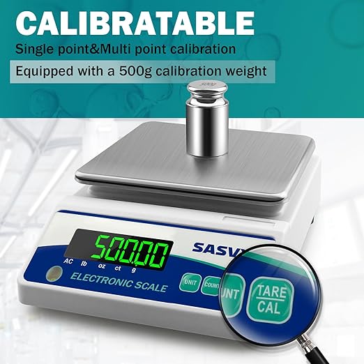 Lab Scale 3000g x 0.01g Scientific Scale g/oz/ct/lb High Precision Digital Electronic Analytical Balance for Jewelry Kitchen Laboratory School, Includes 500g Calibration Weight Battery