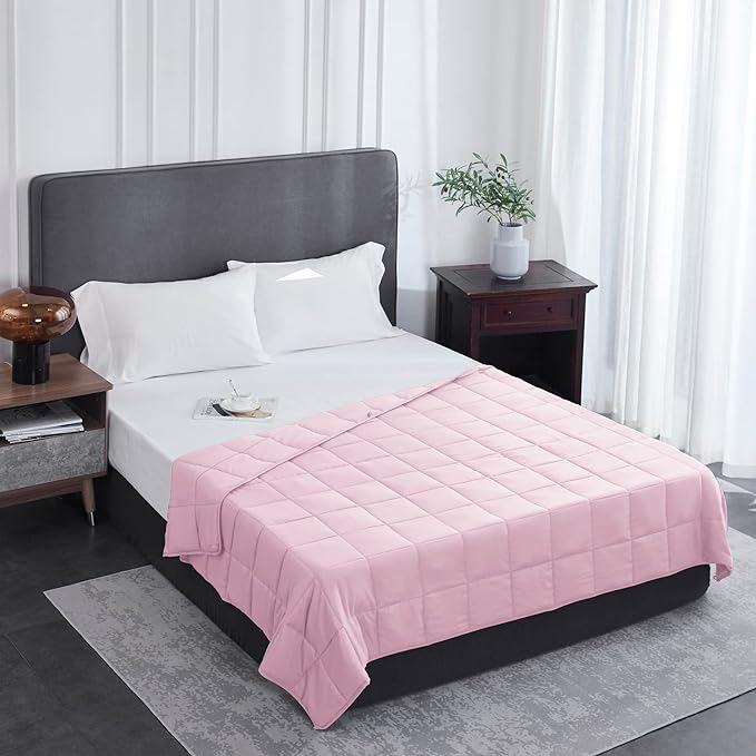 L'AGRATY Weighted Blanket - 60"x80" 22lbs Cooling Breathable Heavy Blanket Microfiber Material with Glass Beads for Adult All-Season Summer Fall Winter Soft Thick Comfort