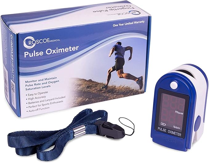 Roscoe Medical Finger Pulse Oximeter Oxygen Saturation Monitor - Pulse Ox Fingertip o2 Monitor for Pediatric and Adult - Sports and Aviation Use Only (Pack of 2)