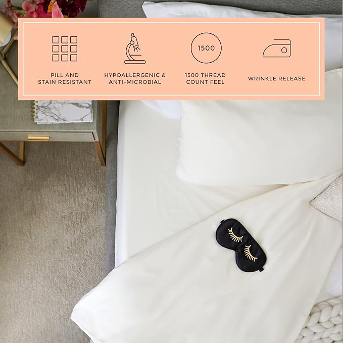 PeachSkinSheets Cooling Bed Sheets for Hot Sleepers - Ultra-Soft Breathable Luxury Microfiber Sheet Set, Moisture-Wicking, Deep Pocket, Oeko-TEX® (Full Size, Vanilla Bean)