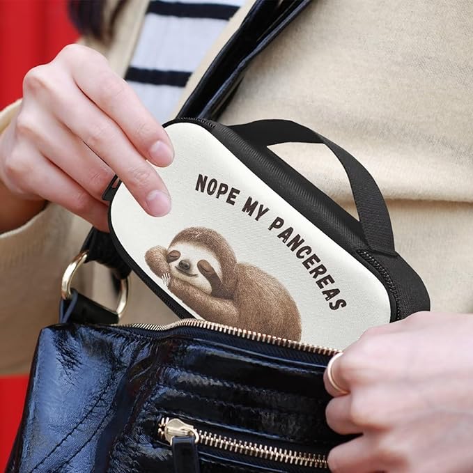 Rnyleeg Cute Sloth Insulin Bag for Women Men Portable Diabetic Supplies Storage Bags with Handle Small Size Diabetic Bags for Supplies Medicine Cooler Bag