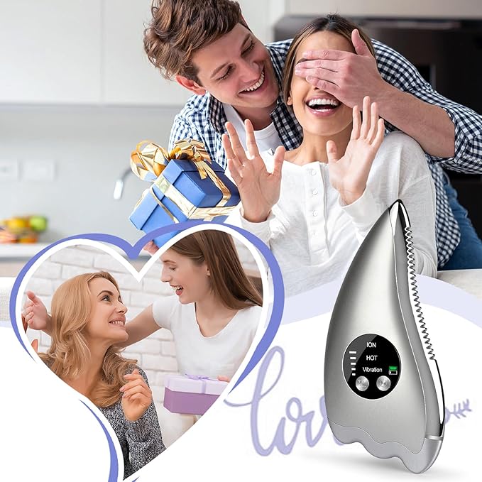 Electric Scraping Plate Gua Sha Massage Tool with Heat Vibration and Microcurrent for Face Neck Shoulder and Body