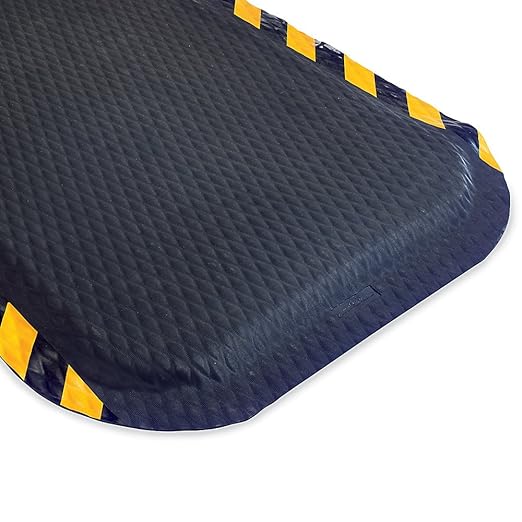 Hog Heaven Industrial-Grade Anti-Fatigue Mat | OSHA Yellow Border | Welding Safe, Slip Resistant, Grease/Oil Proof, Ergonomic 5/8-inch Mat (Black, 2' x 3')