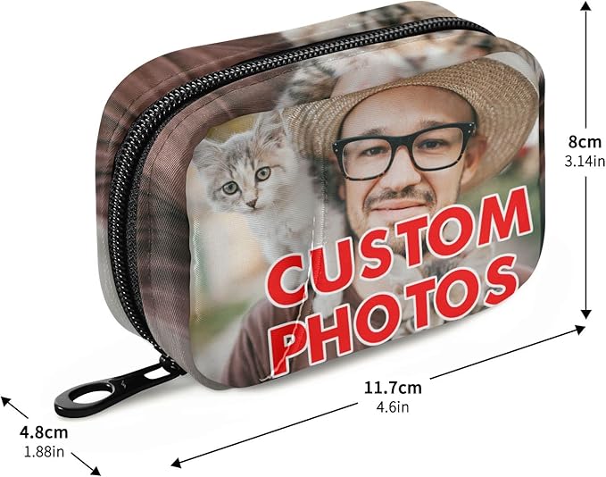 Custom Pill Bag with Photo Personalized Pill Box 7 Day Pill Case Travel Pill Organizer Bag with Zipper Portable Weekly Case Compact Size for Vitamin Supplement Holder