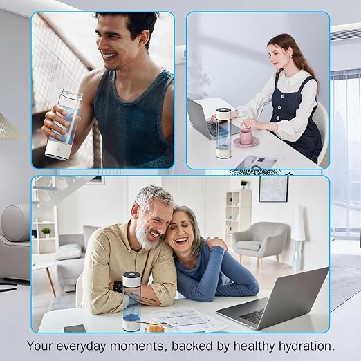 Longtor 2026 Upgrade Hydrogen Water Bottle - 3-Level H₂ Output 1700/2800/4000 ppb - SPE/PEM Tech - 450 ml BPA-Free Borosilicate Glass - Portable Rechargeable for Travel Gym Office