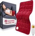 Comfytemp Weighted Heating Pad for Period & Back, 2.2lb Extra Large Menstrual Heated Pad, 12" x 24" XL Electric Heat Pad with 9 Heat Level & 11 timers auto-Off for Neck Shoulder Leg Knee Abdomen, Red