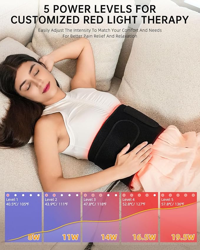 Large Red Light Therapy Belt for Body Pain Relief, 51.2"x7.87", 150 LEDs (660nm+850nm), 3 Therapy Modes & Timer, 5 Intensity Levels, Red Light Therapy Wrap for Arms, Back, Waist & More