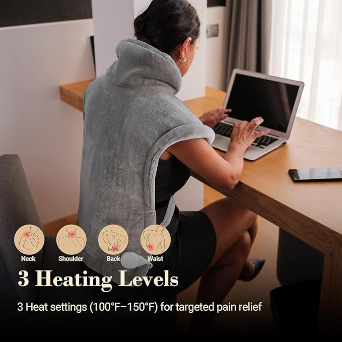 COMFIER Large Heating Pad for Back, FSA Eligible HSA Heating Pad for Neck and Shoulders and Back, Heated Neck Wrap, 3 Heat Levels & 90-Mins Auto Shut Off, Gifts for Women Men