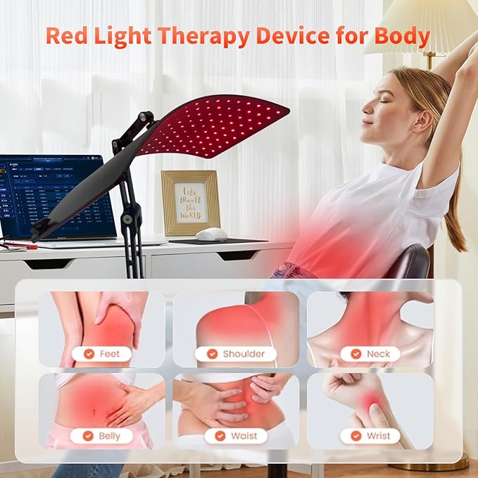 Red Light Therapy for Body, Infrared Light Therapy Lamp with Stand Portable 660nm 850nm Red Light Therapy for Face Body Back Home Heating Red Light Therapy for Women Men
