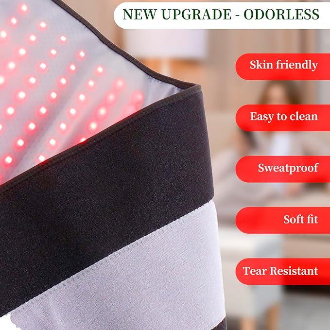 Large Red Light Pad for Body, 24" × 12" 242pcs LEDs 3 in 1 Chip 660nm and 850nm Red & Near Infrared Light Wrap Belt with 5 Brightness and 9 Time Settings for Legs, Back, Waist, Shoulders