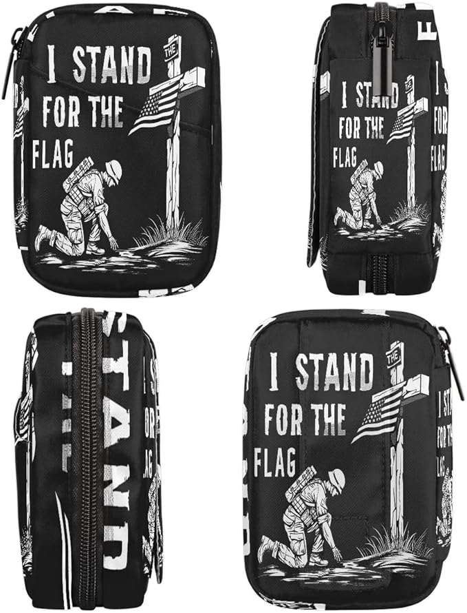 American Flag Army Cross Travel Pill Organizer Box Weekly Portable Pill Case Daily Pills 7 Day Small Birth Control Pills Container Removable Compartments for Medicine Vitamins Fish Oil