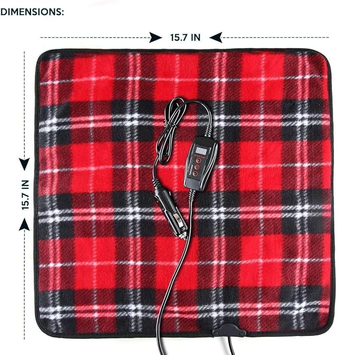 ZONETECH Red Plaid Warming Pad Cozy Warmth in Cold Weather,Perfectly Sized for Comfort and Portability for Pets 4 Pack