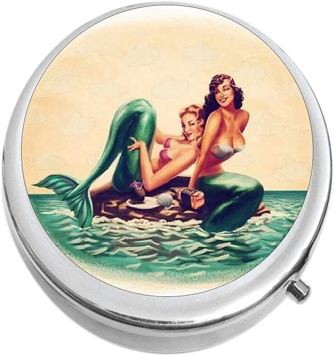 Vintage Mermaids Medicine Vitamin Pill Box