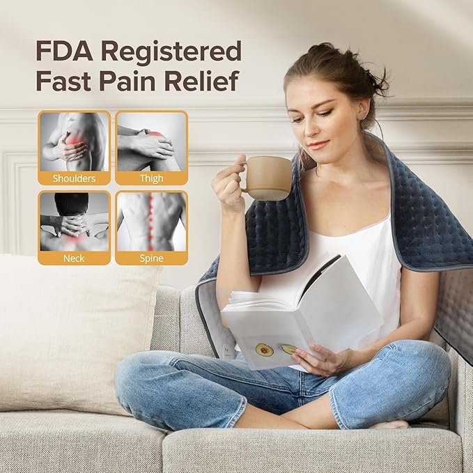 Heating Pad for Back Pain Relief, 17" X 33" XXX-Large Heating Pads for Cramps,Electric Heating Pad XL with 6 Fast Heating Settings,Moist Dry Heat Options,Auto-Off,Machine Washable