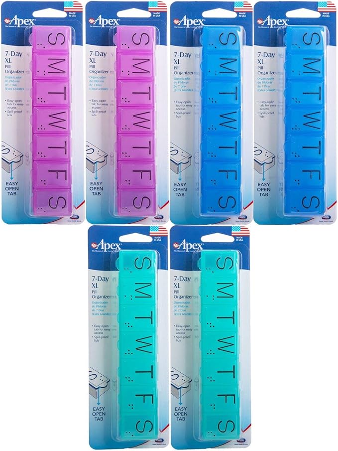 Apex 7-Day Pill Organizer X-Large 1 Each (Pack of 6)