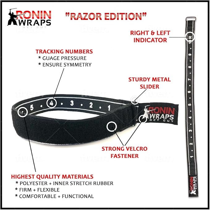 Ronin Wraps Razor Edition | Rigid BFR Occlusion Bands for Upper Body Training | Blood Flow Restriction Workouts