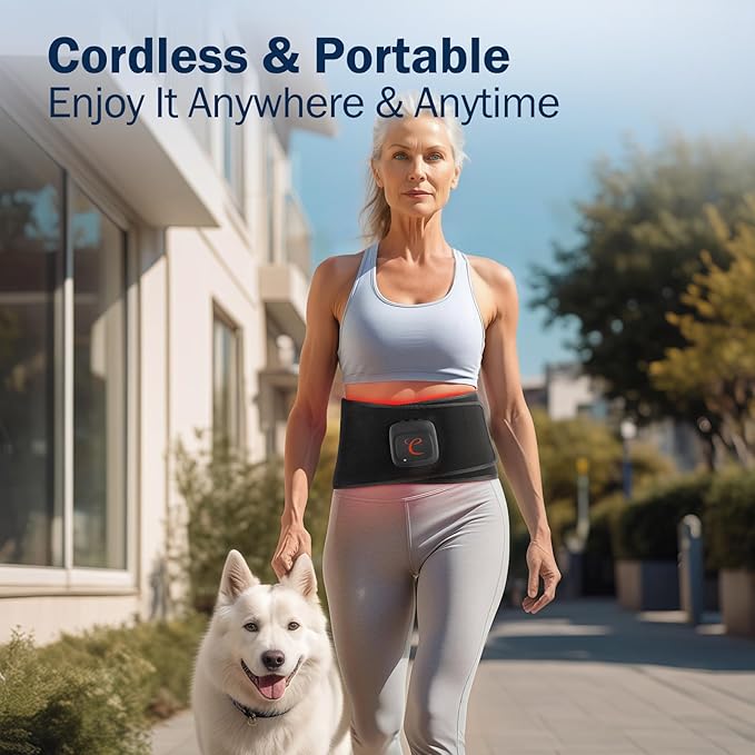 Comfytemp Cordless Red Light Therapy Belt for Body, Portable Rechargeable Near Infrared Light Therapy Wrap, Father's Day Gifts, 19W Wireless Large Light Band for Waist Lumbar Lower Back