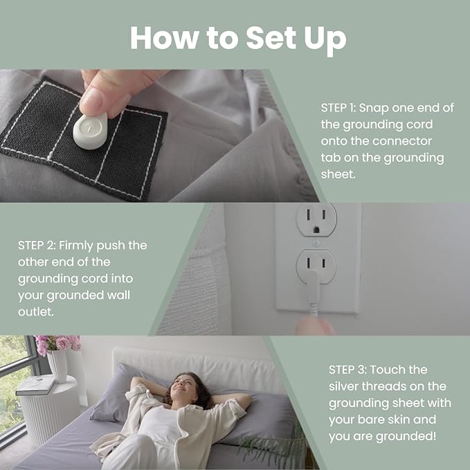 GLUYOHEY Grounding Flat Sheet Full Size (81"x96") Conductive Silver Fiber Earthing Bed Sheets with Grounded Cord Reconnect with Earth’s Energy for Better Sleep and Enhanced Wellness, Gray