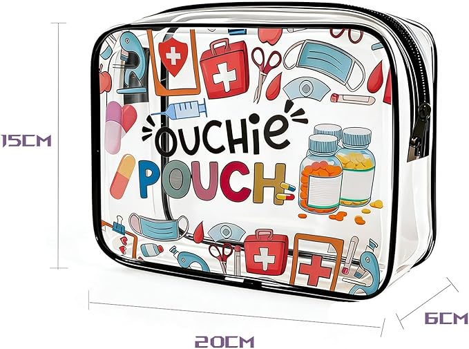 ZAHSY Medicine Ouch Pouch First Aid Bag Organizer Gift Bags for Travel Trailer Accessories Pill Med Storage Bag with Zipper Funny Ouchie Pouch for Best Friend Medical Medicine Bags for Daughter